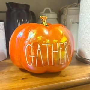 Rae Dunn iridescent “Gather” pumpkin